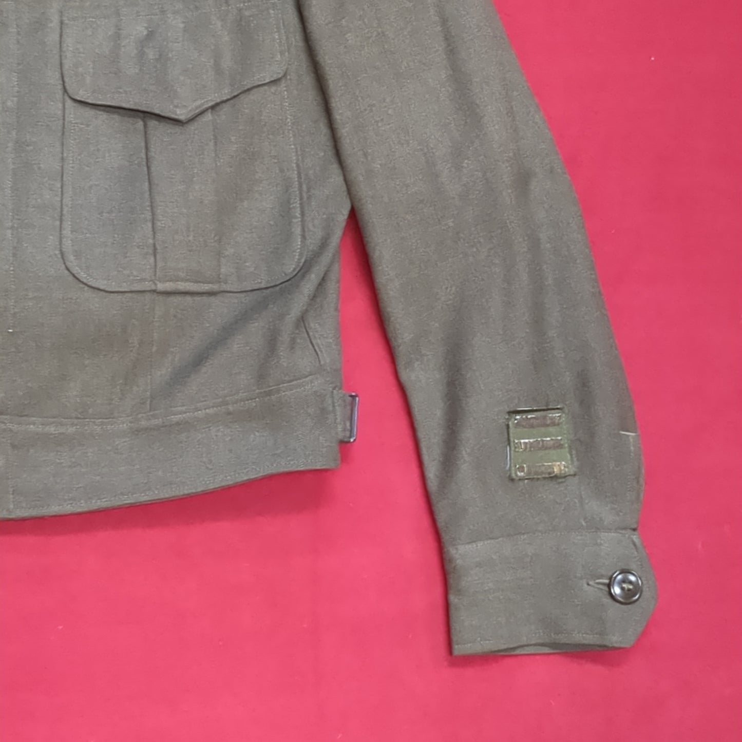 Vintage wwII 1946 34S jacket, field, wool od used (fa12-enu12)