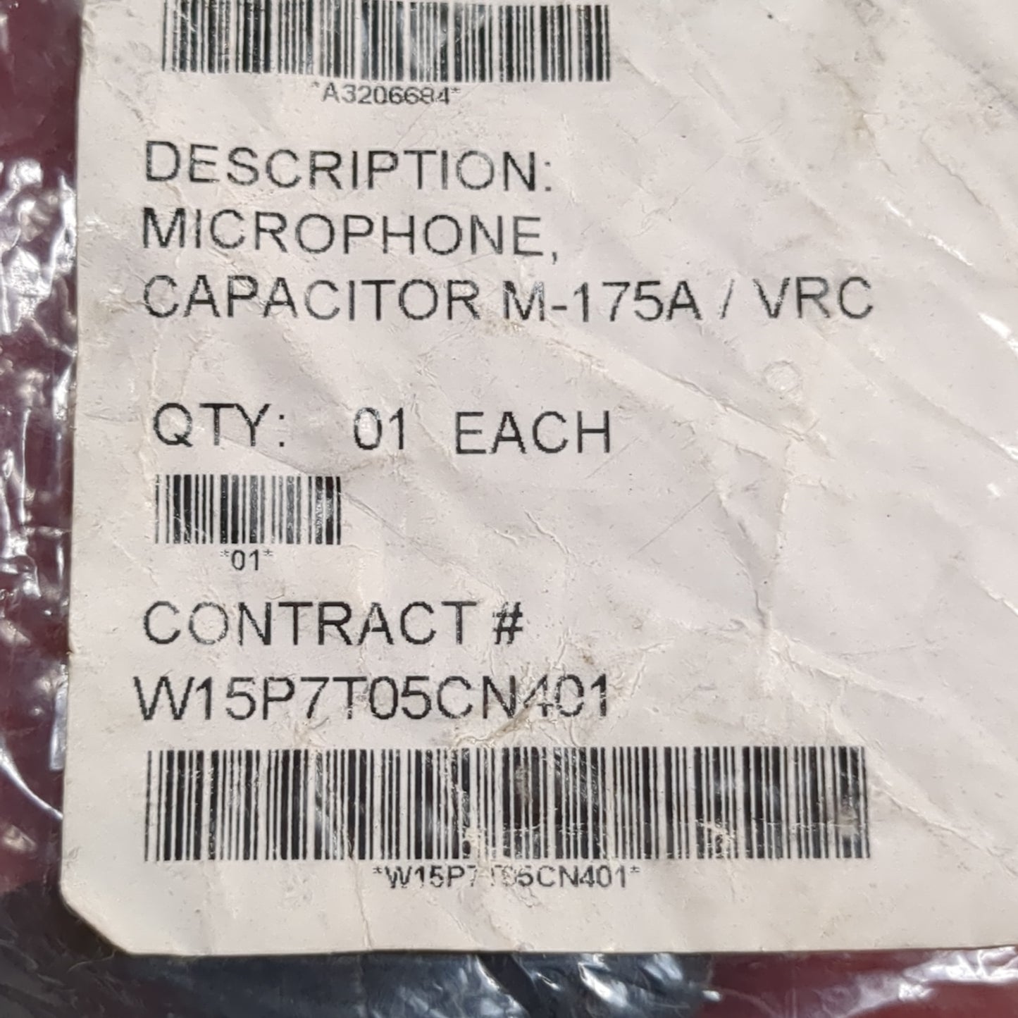 NOS microphone capacitor m-175A / vrc, nsn: 5965-01-516-1236  (COM2-enu16)