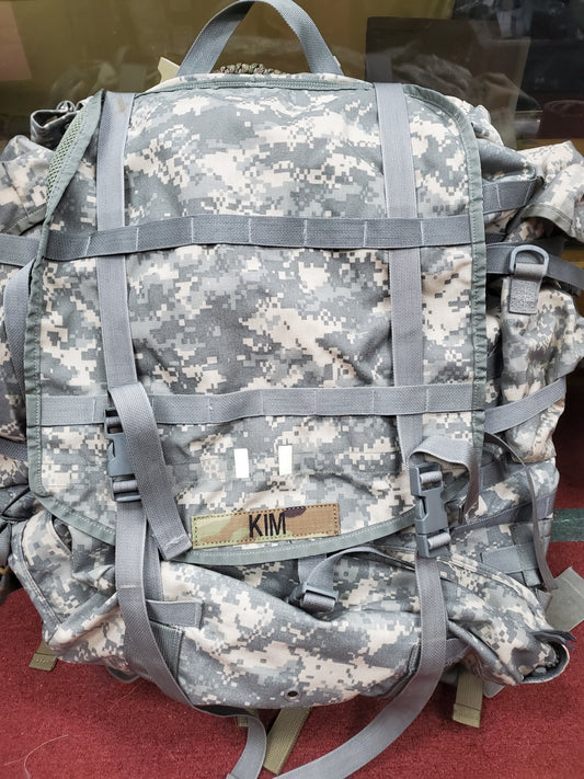 Custom Order (KIM) "Ranger Ready" ACU Large Molle II Ruck w/ The Gibson Mod w/ Name Tape & Cat Eyes (5th RTB)