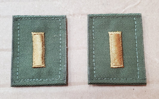 *Set of 2* US Army 2ND SECOND LIEUTENANT Rank Velcro Subdued OD Black BDU (bu03-2lt)