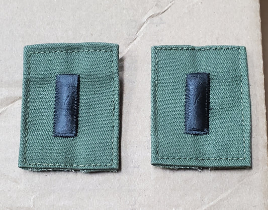 *Set of 2* US Army 1ST FIRST LIEUTENANT Rank Velcro Subdued OD Black BDU (bu03-5lt)