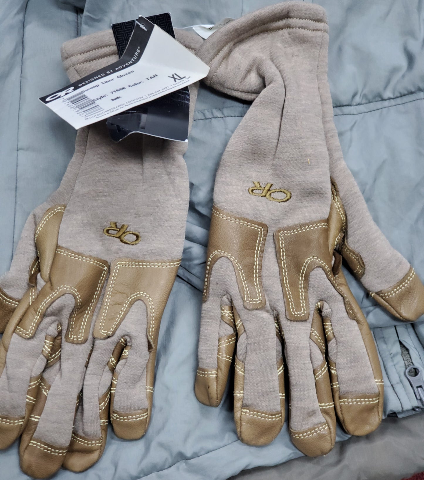 NOS Outdoor Research Swoop Liner Gloves X-Large Tan (da02-25jan21)