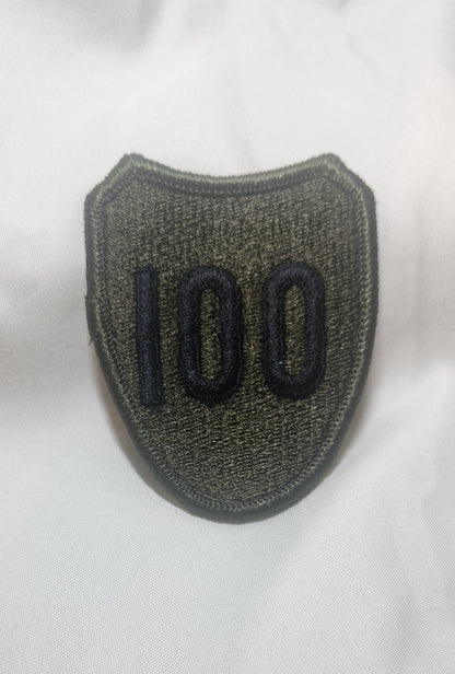 US Army 100th Infantry Division Patch Sew on Patch Subdued OD Black (bu10-100th)