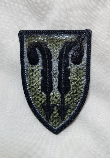 US Army 22ND SUPPORT BDE Patch Sew on Patch Subdued OD Black (bu10-22ND)