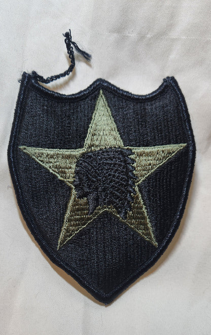 US Army 2nd Infantry Division Patch Sew on Patch Subdued OD Black (bu10-2nd)