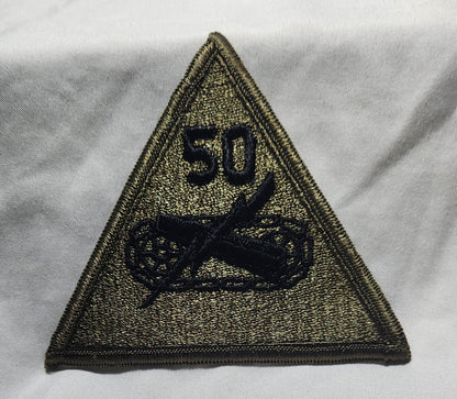 US Army 50th Armored Division Patch Sew on Patch Subdued OD Black (bu10-50th)