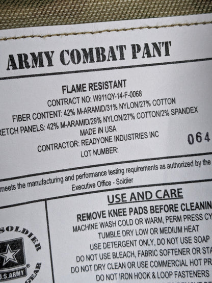 NWT us army deployment medium short frac combat pants w/ knee pads (ocp1- fa19-enu97)