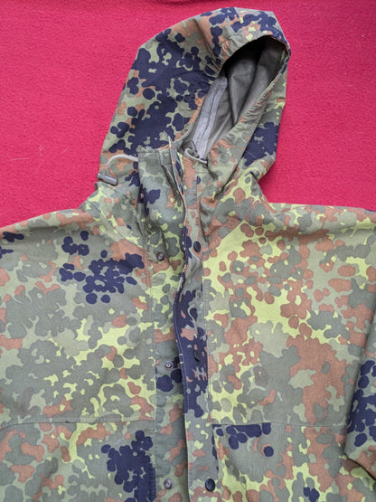 German Army Flecktarn Jacket Ringelai Parka Camo Men's military wet weather uniform  Excellent Condition (aa11-YLU40)