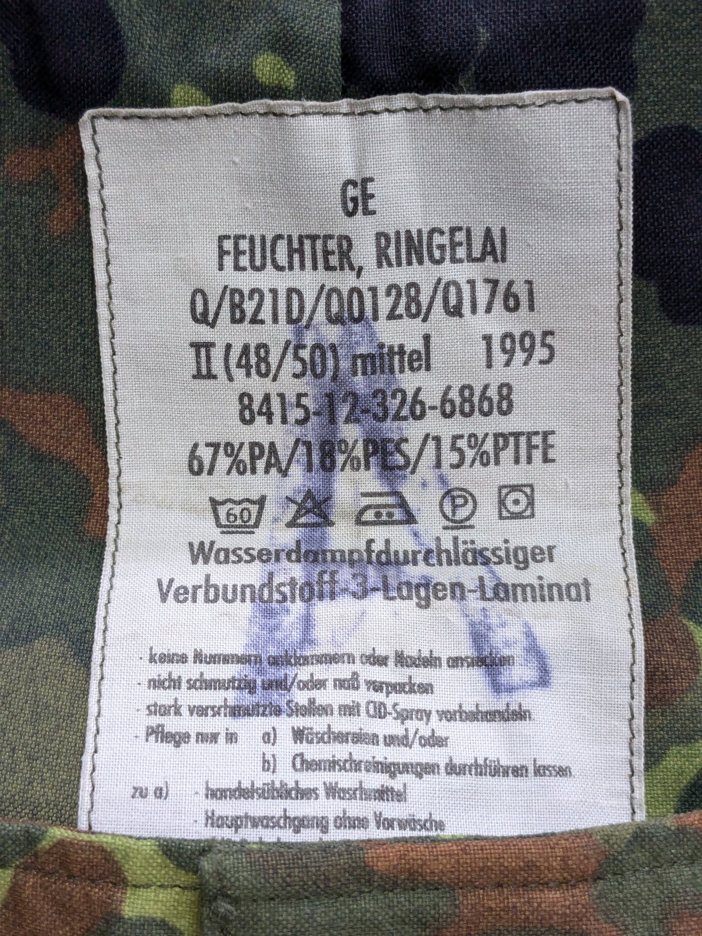 German Feuchter Ringela Military Trouser Pants Army Camouflage   Excellent Condition (aa11-YLU41)