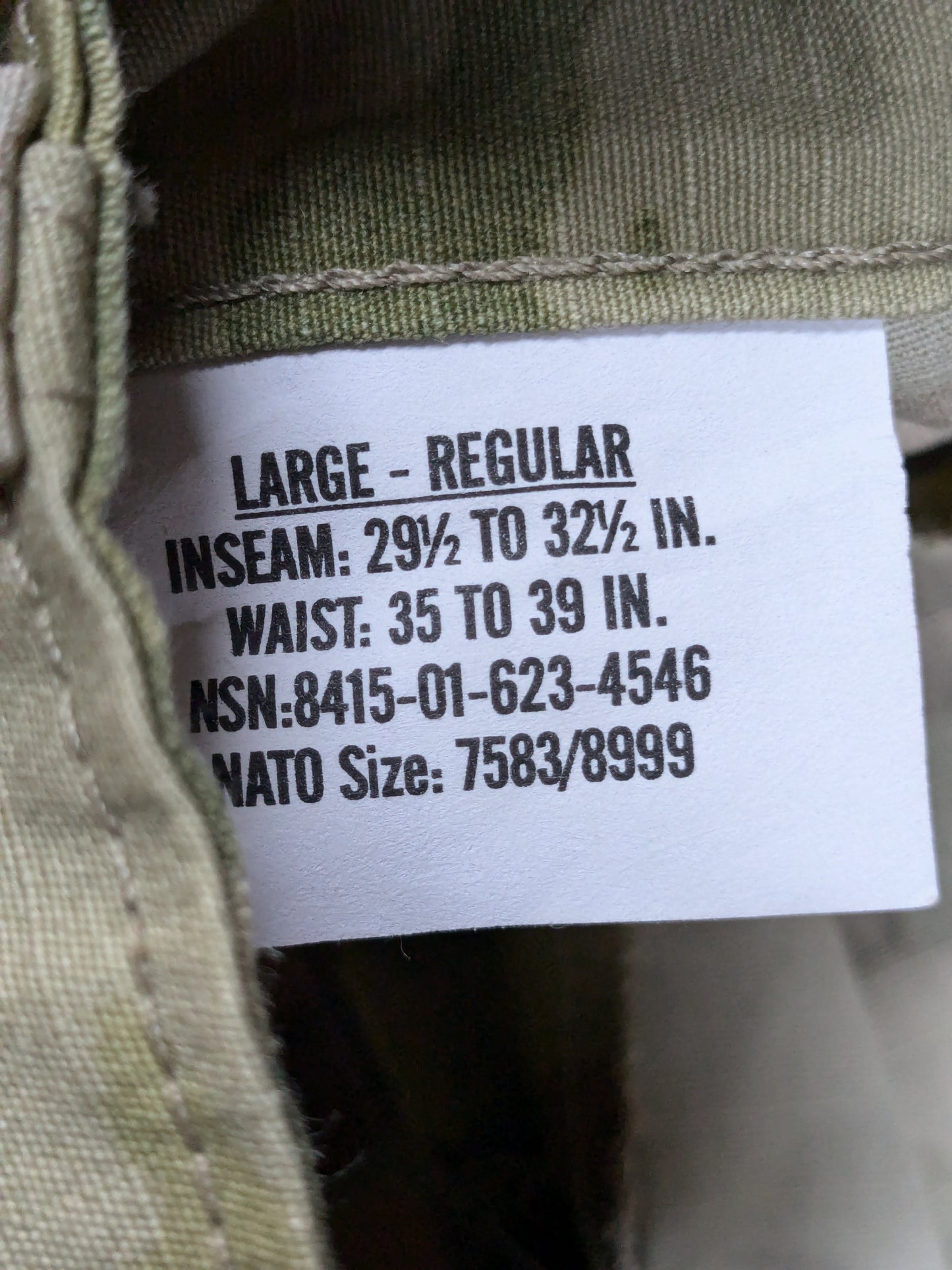 NWT US Army Large Regular Bottoms Traditional Frac OCP (ec13-YLU103)