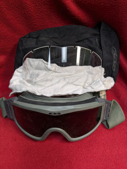 US Army ESS Ballistic Eye Protection Dust Wind Goggles Clear Dark Case Used *cl ab01-YLU106*