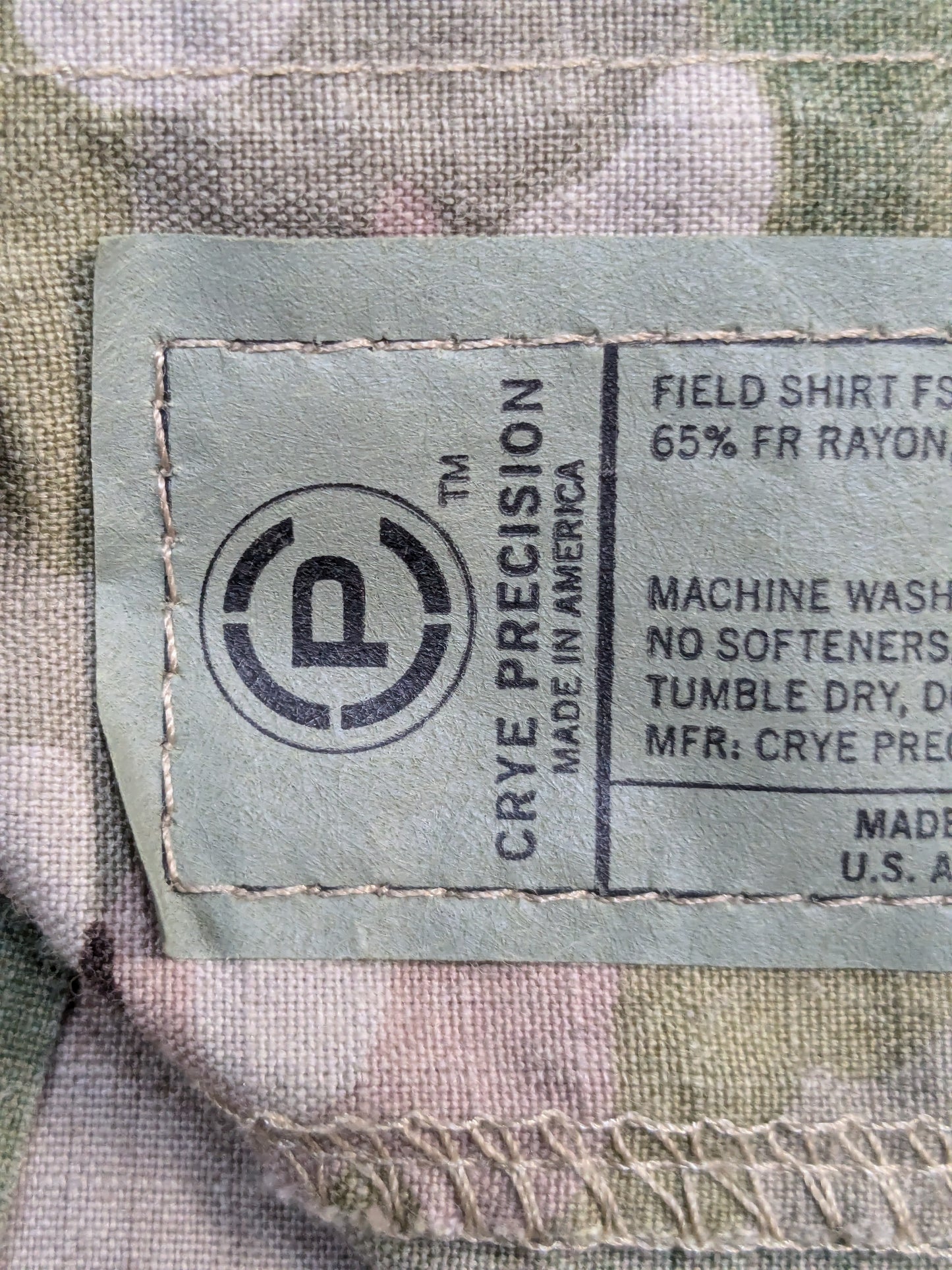 CRYE PRECISION MULTICAM FS4 FR ARMY FIELD SHIRT Large Short Used (ec10-GUA95)