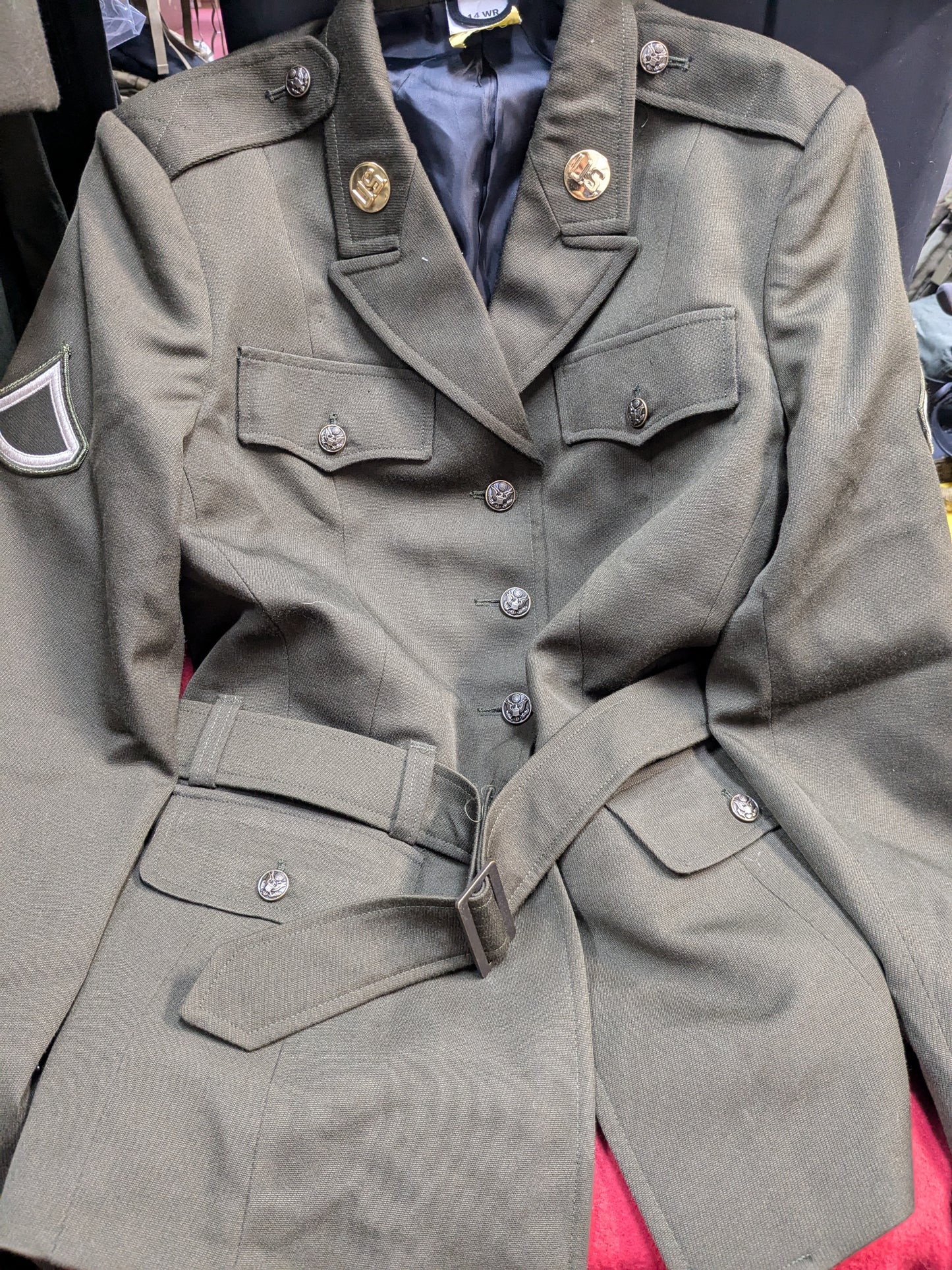 agsu army green service uniform jacket Dress Coat Size: 14WR Excellent Condition (dg3- ea03-GUA119)