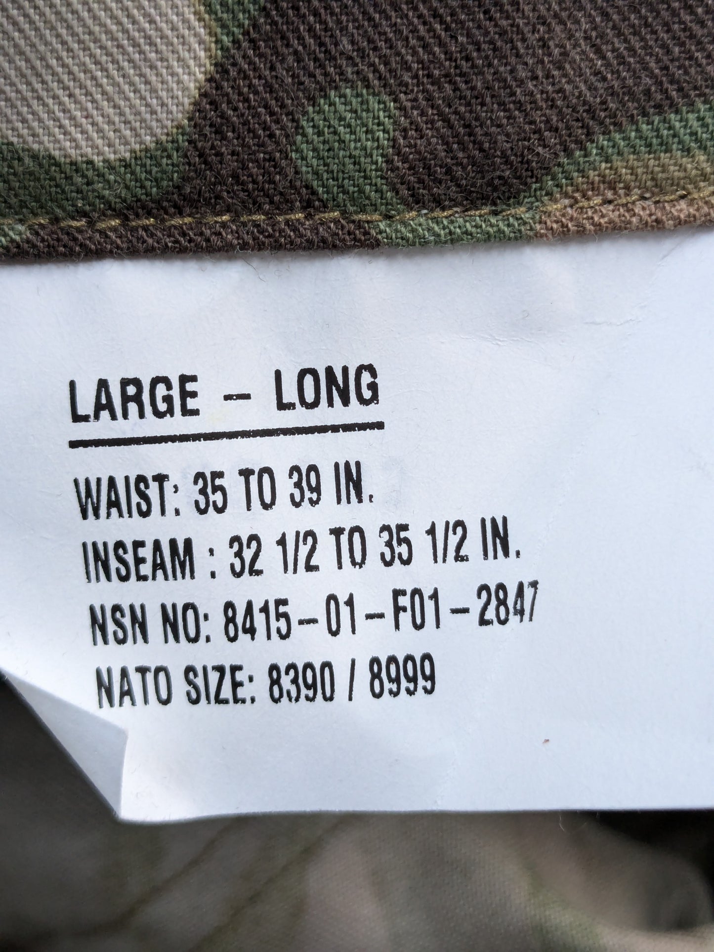 NWT US Army Deployment Large Long FRAC Combat Pants w/ Crye Knee Pads (ec11-PET02)