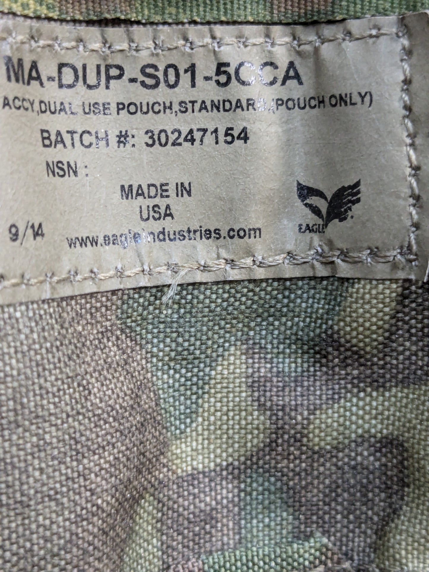 EAGLE INDUSTRIES Dual Use Battery Side Plate Pouch Multicam OCP Good Condition (PET93)