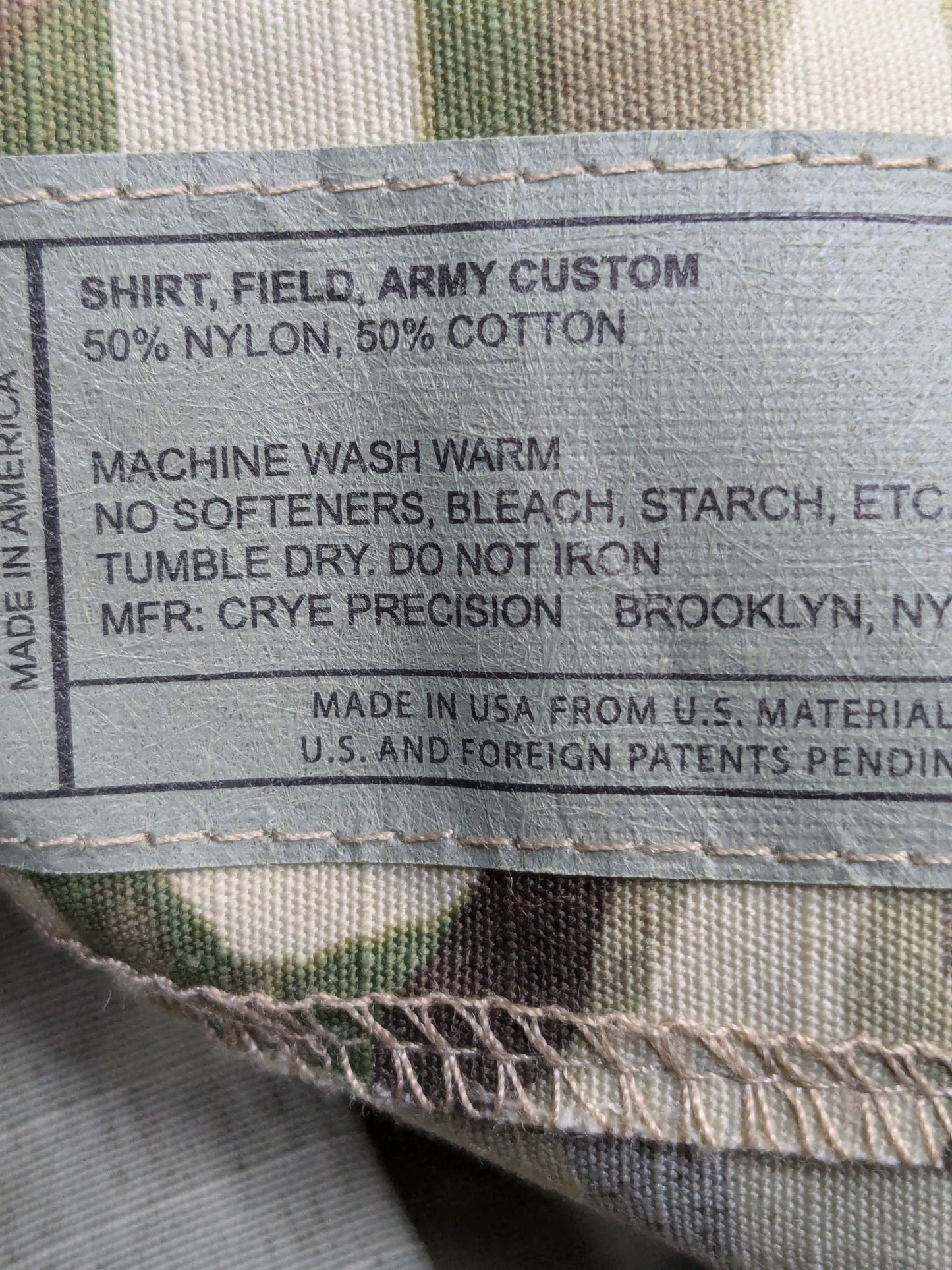 CRYE PRECISION MULTICAM Shirt Field Army Custom Small Regular Used (ec13-PET135)