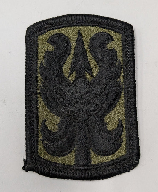 US Army 199th Infantry Brigade Patch Velcro Subdued Black OD (bu09-199BDE)