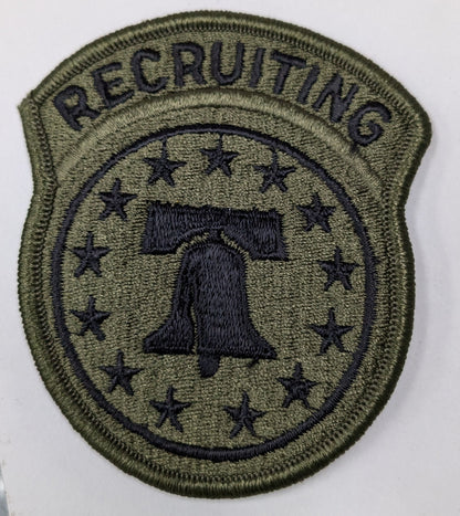 US Army Recruiting Command Patch Sew On Subdued Black OD (bu09-Rec)