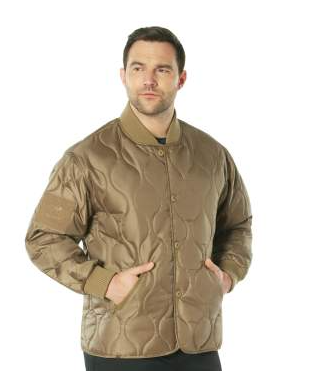 10445L Large 'Woobie Smoker Jacket' Coyote Field Jacket Liner w/ Buttons, Cuffs, Pockets (gtt)