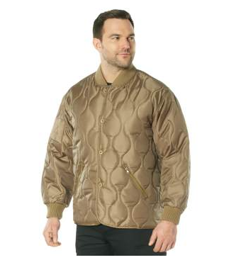 10445S Small 'Woobie Smoker Jacket' Coyote Field Jacket Liner w/ Buttons, Cuffs, Pockets (gtt)