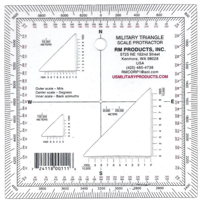 Protractor USGI RM Products Military Coordinate Scale Land Navigation (gtt)