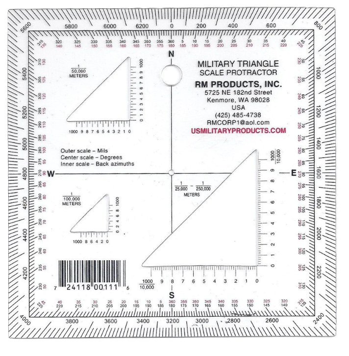 RM PRODUCTS Military Round Protractor New