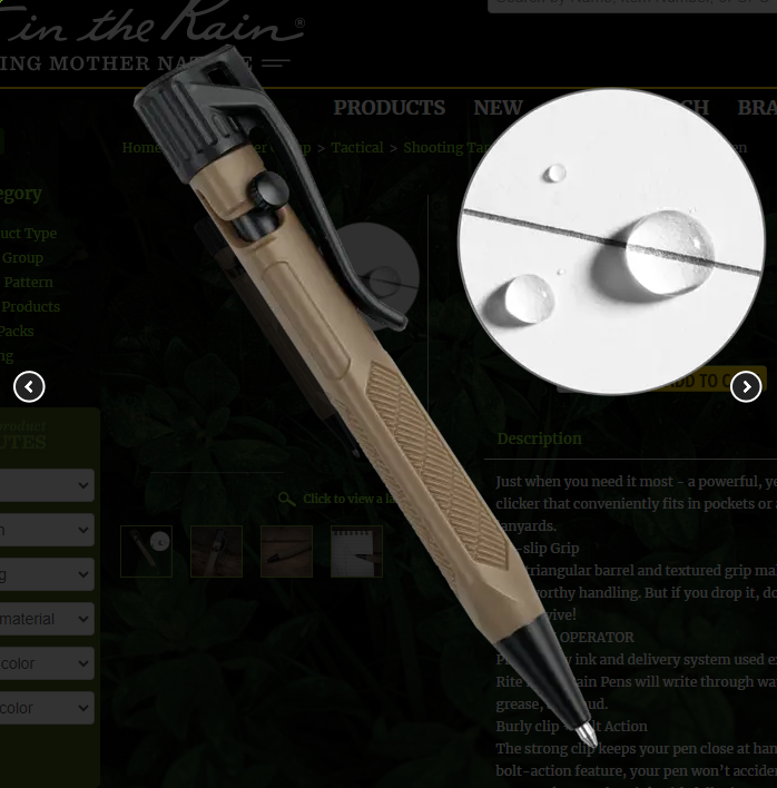 FDE20 Mini Bolt Action Pen Rite in the Rain (FDE20)