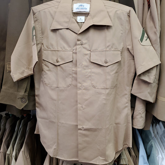 2006 15 Khaki Man's Quarter Length Sleeve Shirt Vintage (j11g)