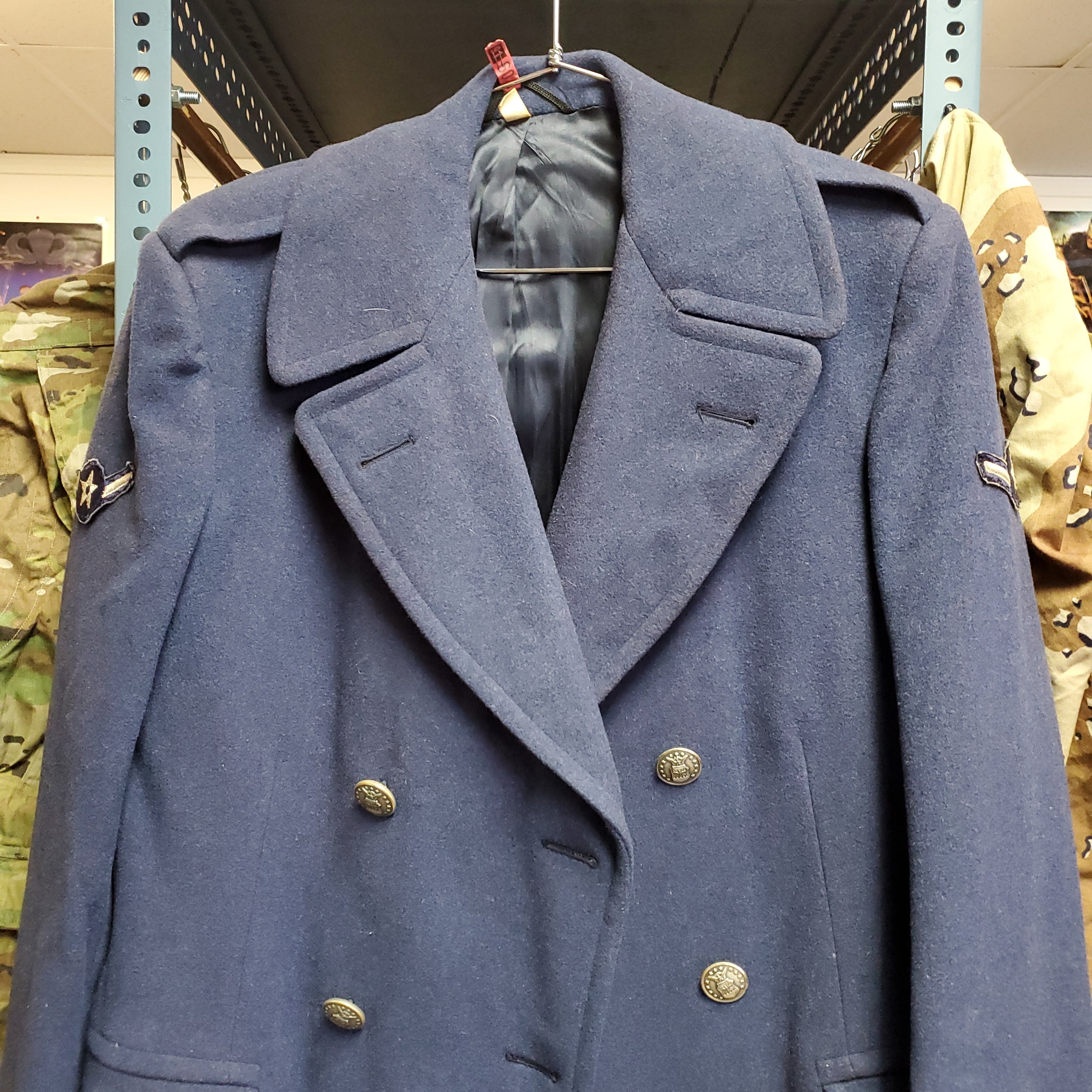 USAF Overcoat Man's Wool Velour Blue-1085 37 Long (j29Q)