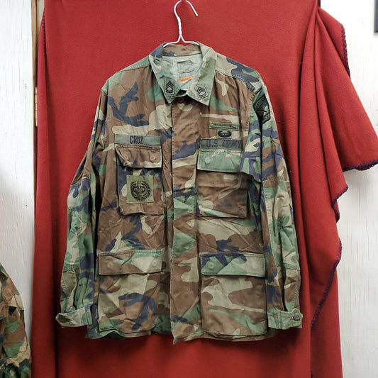 US Army Small Regular Flight BDU Woodland Cold Weather Top Jacket Good Condition (a03 DC01-B)