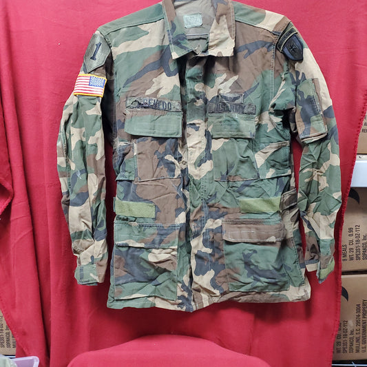 US Army Aircrew Medium Regular BDU Woodland Combat Class I Top Jacket (15s (ab06-12)