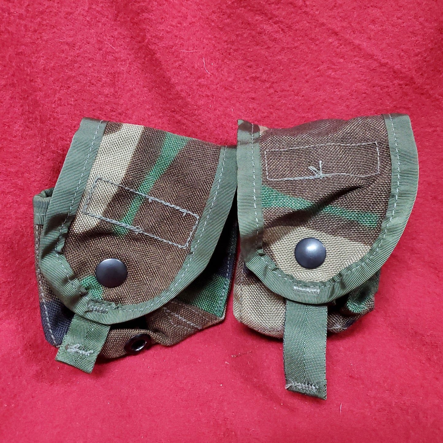 2 x US Army BDU Woodland Handgrenade Pocket Molle Pouch (20s15)