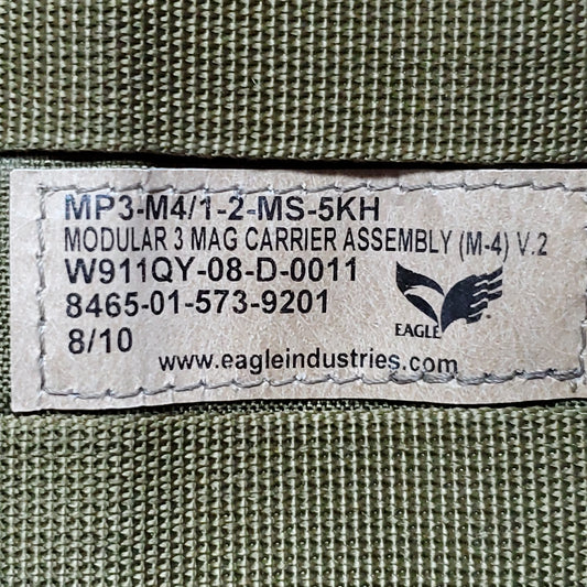 EAGLE INDUSTRIES Modular 3 Mag Carrier Assembly Coyote Molle Shingle V.2 Excellent Condition (14n17o8)