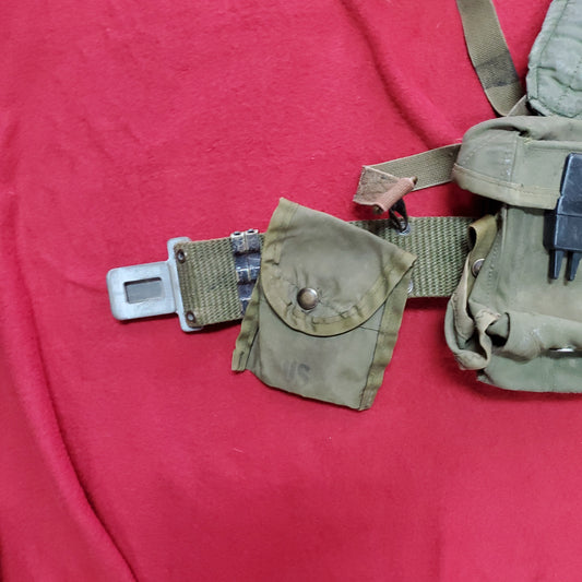 US Army Nylon LC-1-2 Web Belt, Medium(?) w/ Accessories (WBV ca13-4)