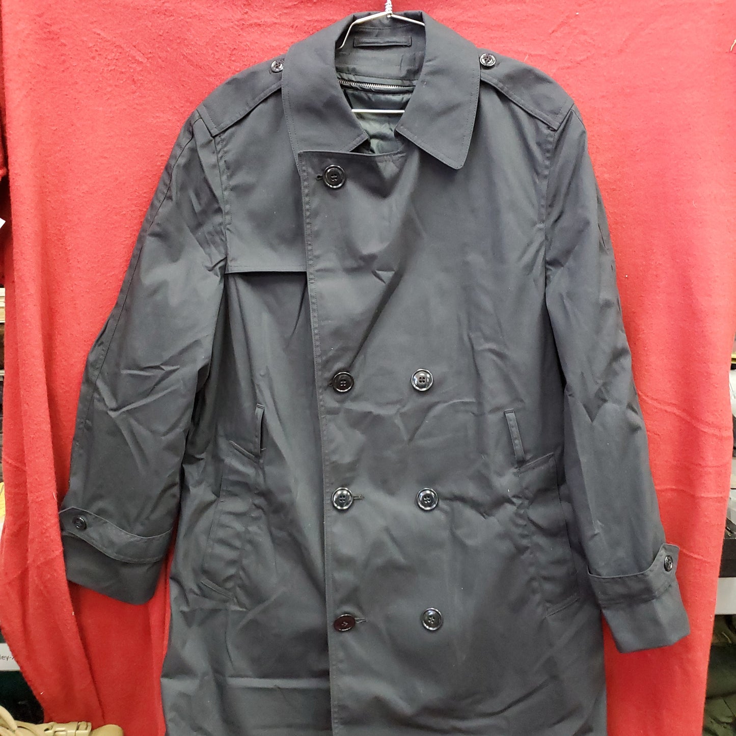 US Army All-Weather Overcoat w/ Liner 38 REGULAR Men's Trench Black NO BELT (04n DC8-28)