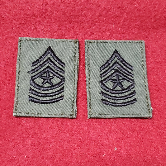 *LOT of 10* SET of VINTAGE US Army E-9 SERGRANT MAJOR Velcro Subdued BDU OD Black Rank (05n1)