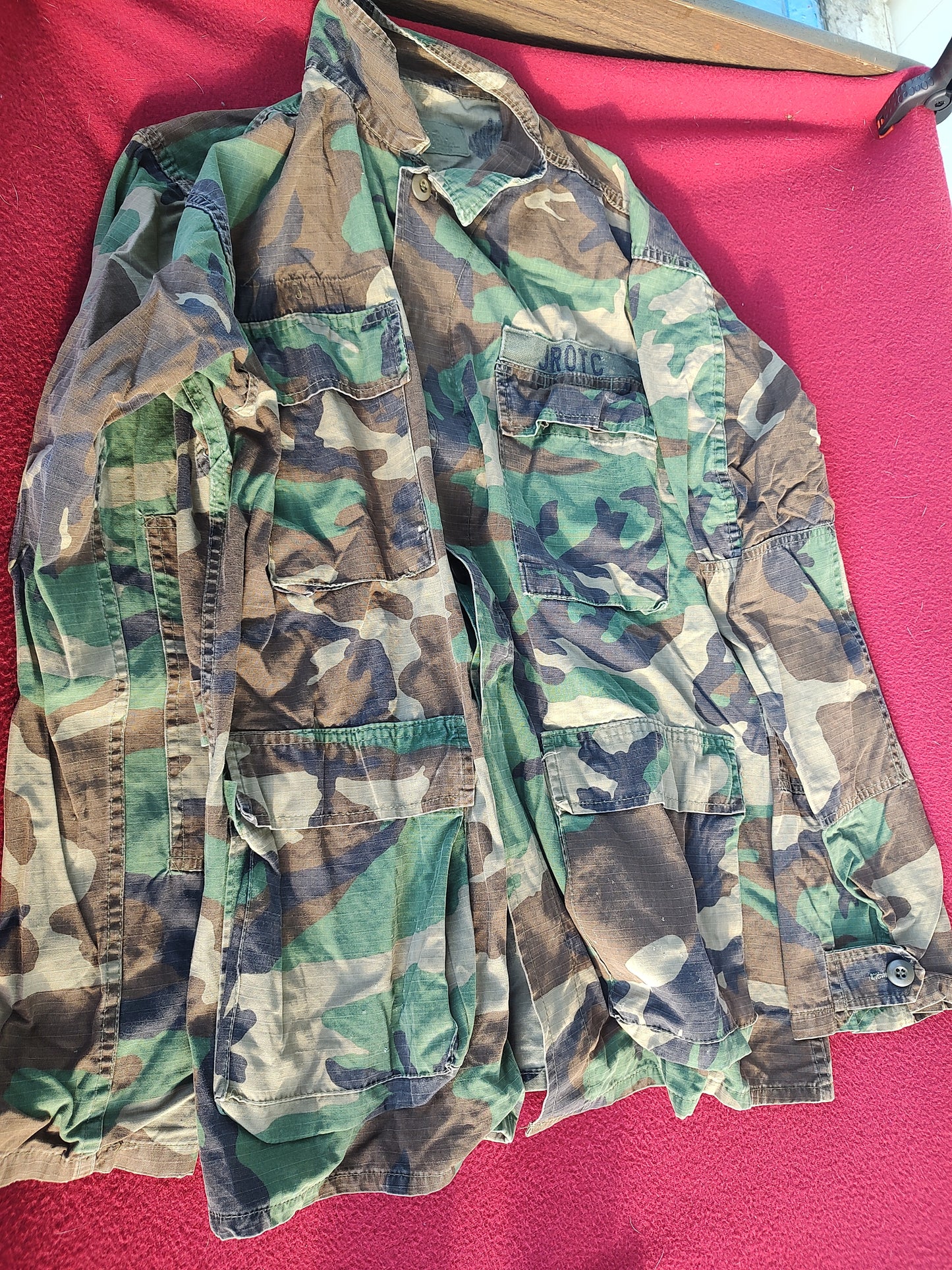 US Army JROTC Woodland Camo Blouse Size Small Long (aa09-101)