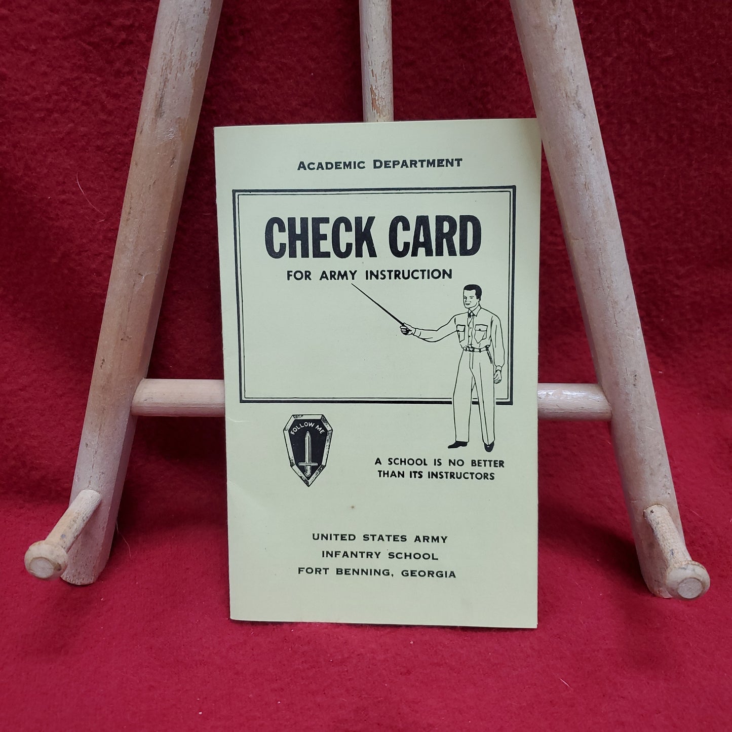 Book: 1958 US Army Academic Dept CHECK CARD for Army Instructions (maunal)