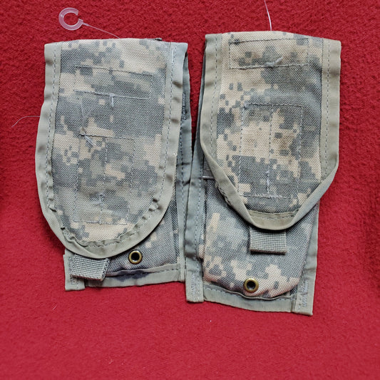 LOT of 2 - US Army Double 2 Magazine Molle Pouch ACU UCP Used (acu-g93)