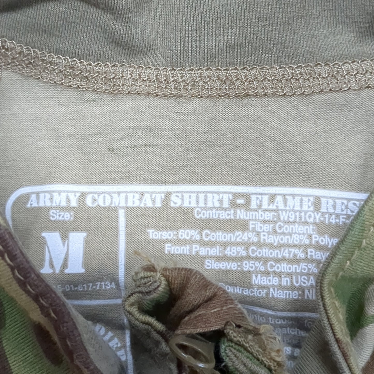 US Army Medium 1/4 Quarter Zip Type 2 Combat OCP Multicam FRAC Top Shirt (cso- fa10-MH621)