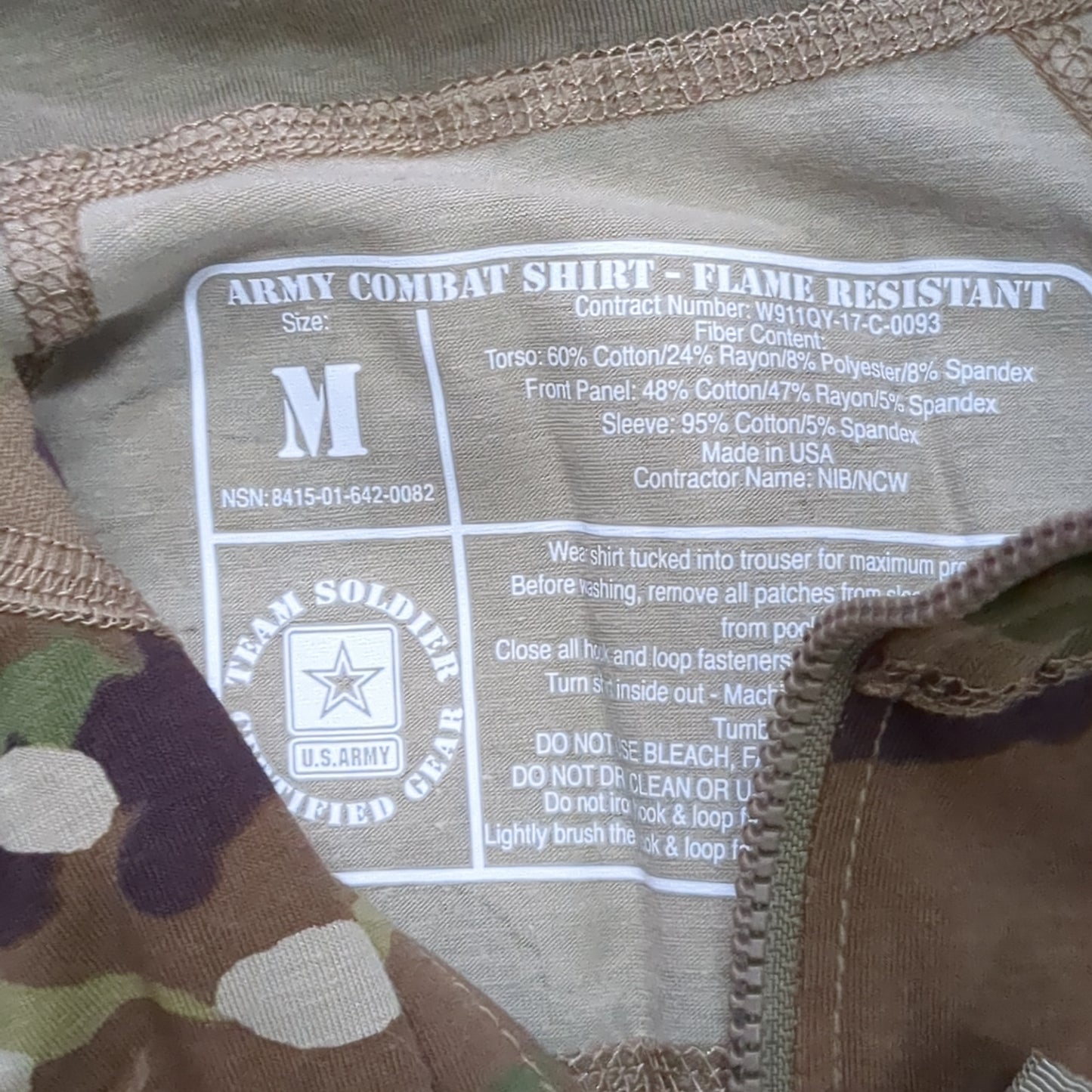 US Army Medium 1/4 Quarter Zip Type 2 Combat OCP Multicam FRAC Top Shirt (cso- fa10-MH662)