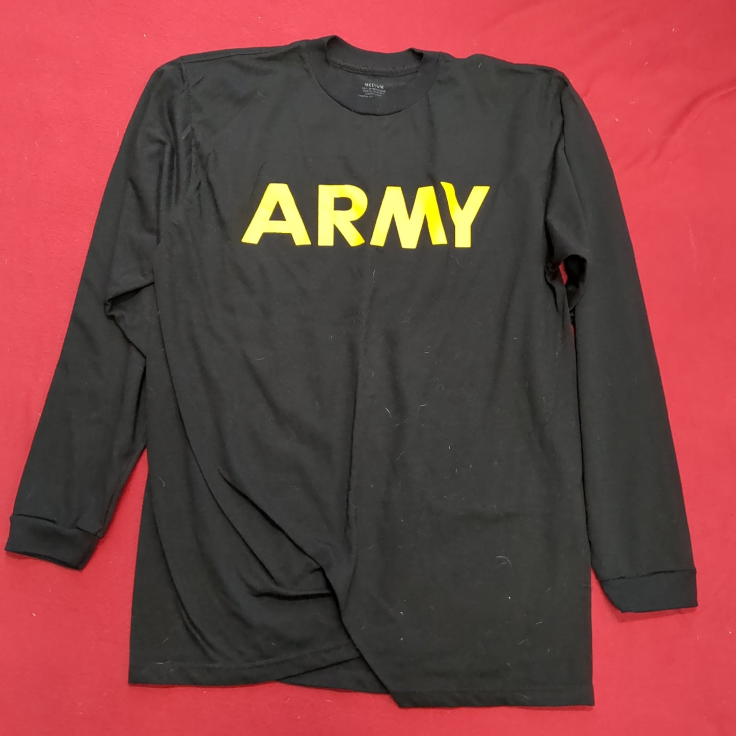 US Army Medium Black Gold Hot Weather APFU PT Uniform Long-Sleeve Shirt Excellent Condition (fb07-MH728)