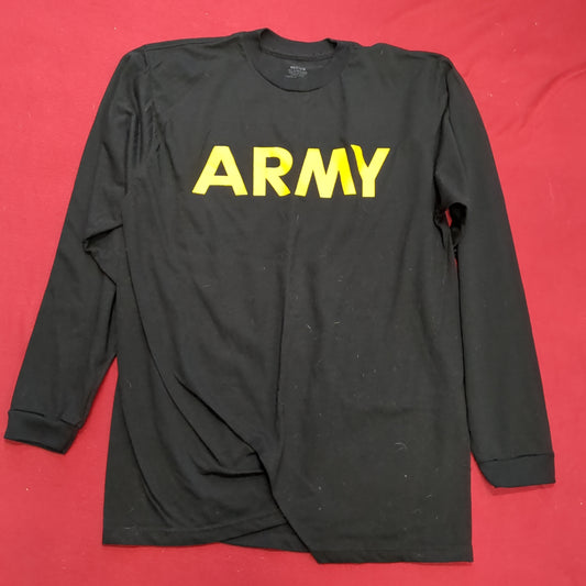 US Army Medium Black Gold Hot Weather APFU PT Uniform Long-Sleeve Shirt Excellent Condition (fb07-MH728)