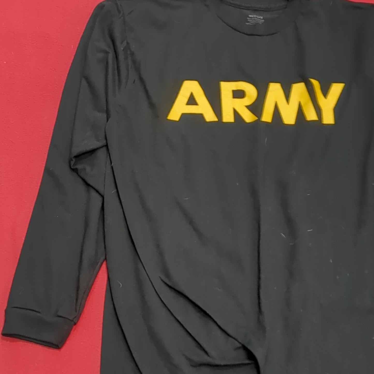 US Army Medium Black Gold Hot Weather APFU PT Uniform Long-Sleeve Shirt Excellent Condition (fb07-MH728)