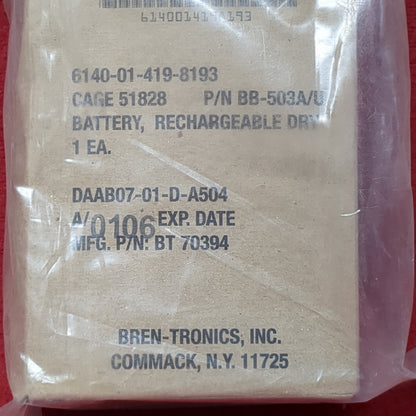 NOS Bren-Tronics Rechargeable BB-503A/U Nickel Cadmiun (NiCd) 4.8V Dry Battery (shelf-APR17)