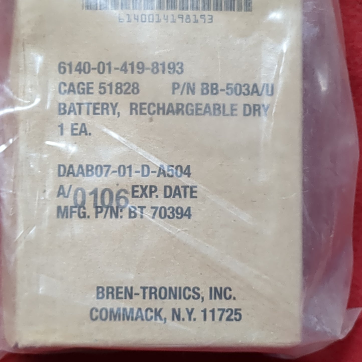 NOS Bren-Tronics Rechargeable BB-503A/U Nickel Cadmiun (NiCd) 4.8V Dry Battery (shelf-APR17)