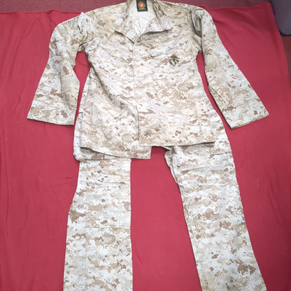 USMC Marine Corps Small Regular COMBAT SHIRT & PANTS Desert Marpat Camo (15s- (ab06-APR45)