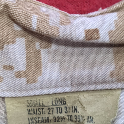 USMC Marine Corps Small Long COMBAT SHIRT & PANTS Desert Marpat Camo (15s- (ab06-APR46)