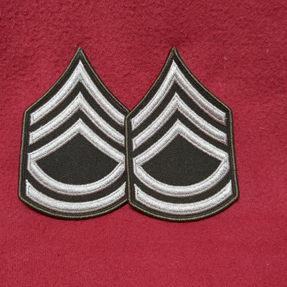 US Army AGSU Heritage Green Shoulder Rank Insignias SFC *Two sold Together* (12o-APR169)