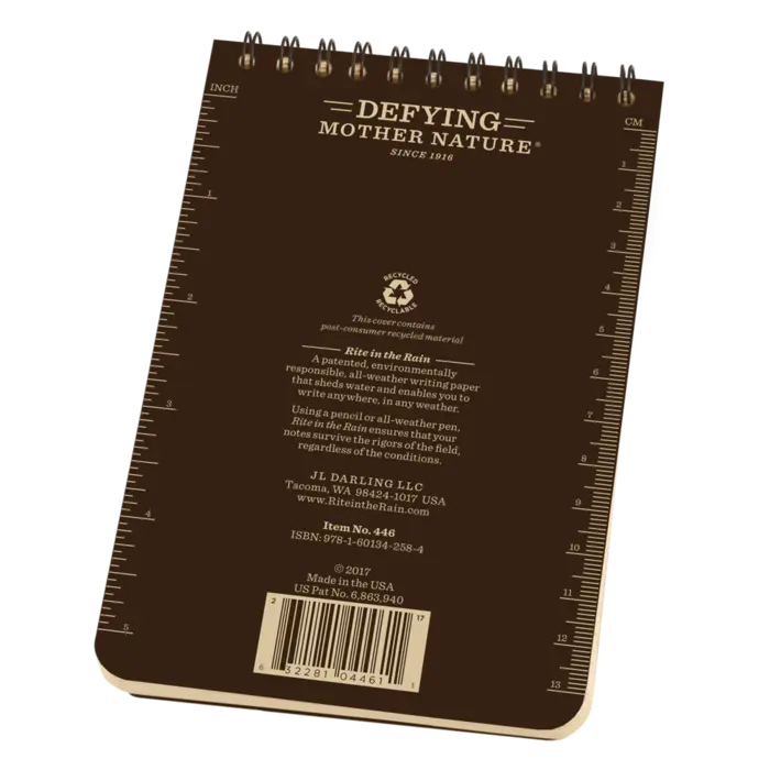 4x6 Brown Top Spiral Pocket Rite in the Rain Notebook 4" x 6" (446)